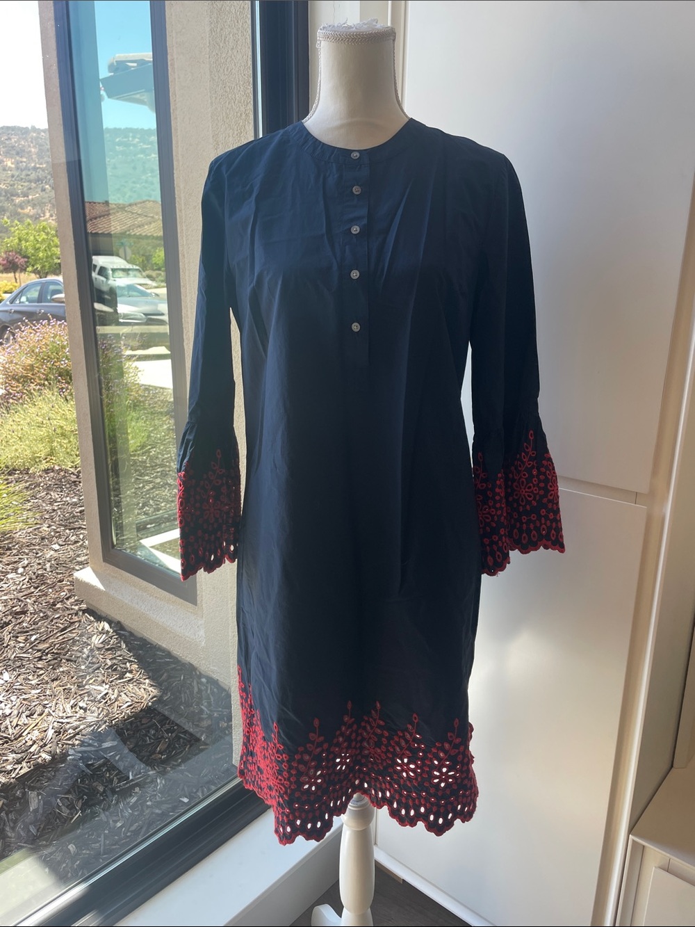 J. Crew 100% Cotton Tailored Sheath Dress w/Scalloped Embroidery and Tank Dress.
